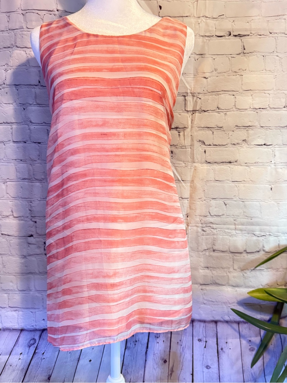 Women’s Pink Stripe Sleeveless Shirt